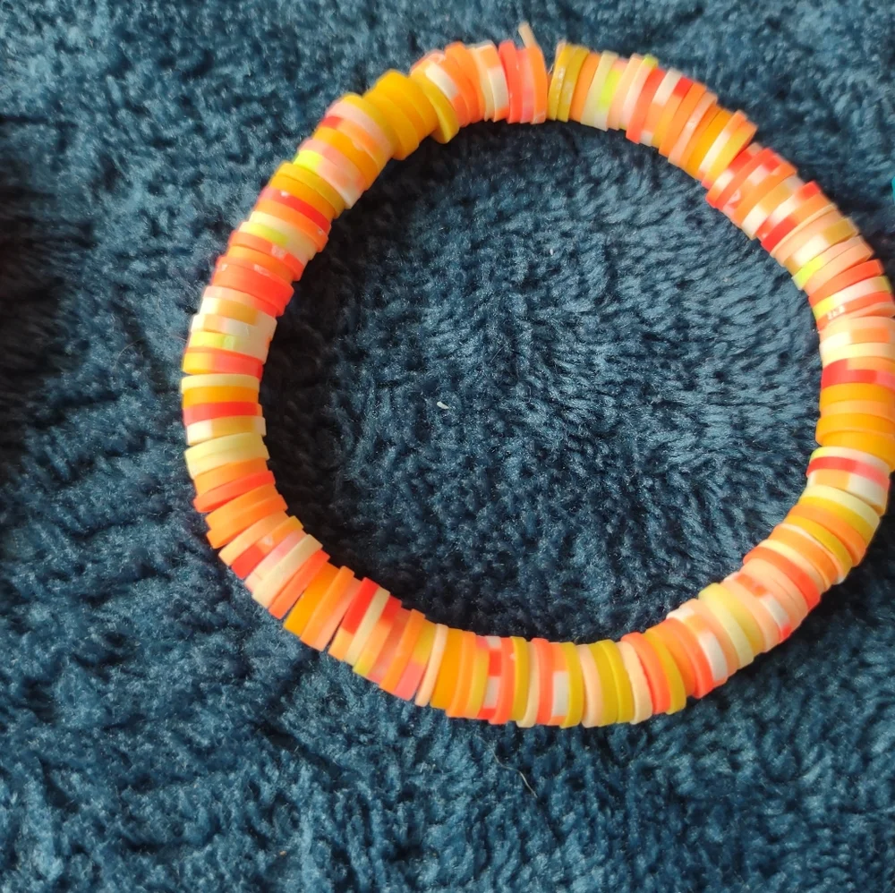 Kids Smiley Bead Bracelet - Yellow and Orange